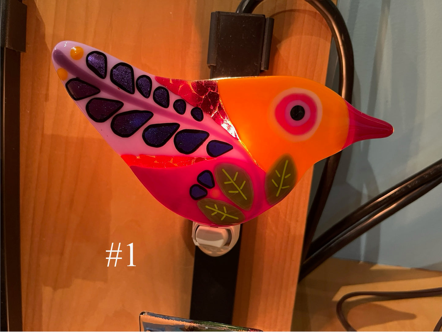 Fused Glass Bird Nightlight by Susan Smith