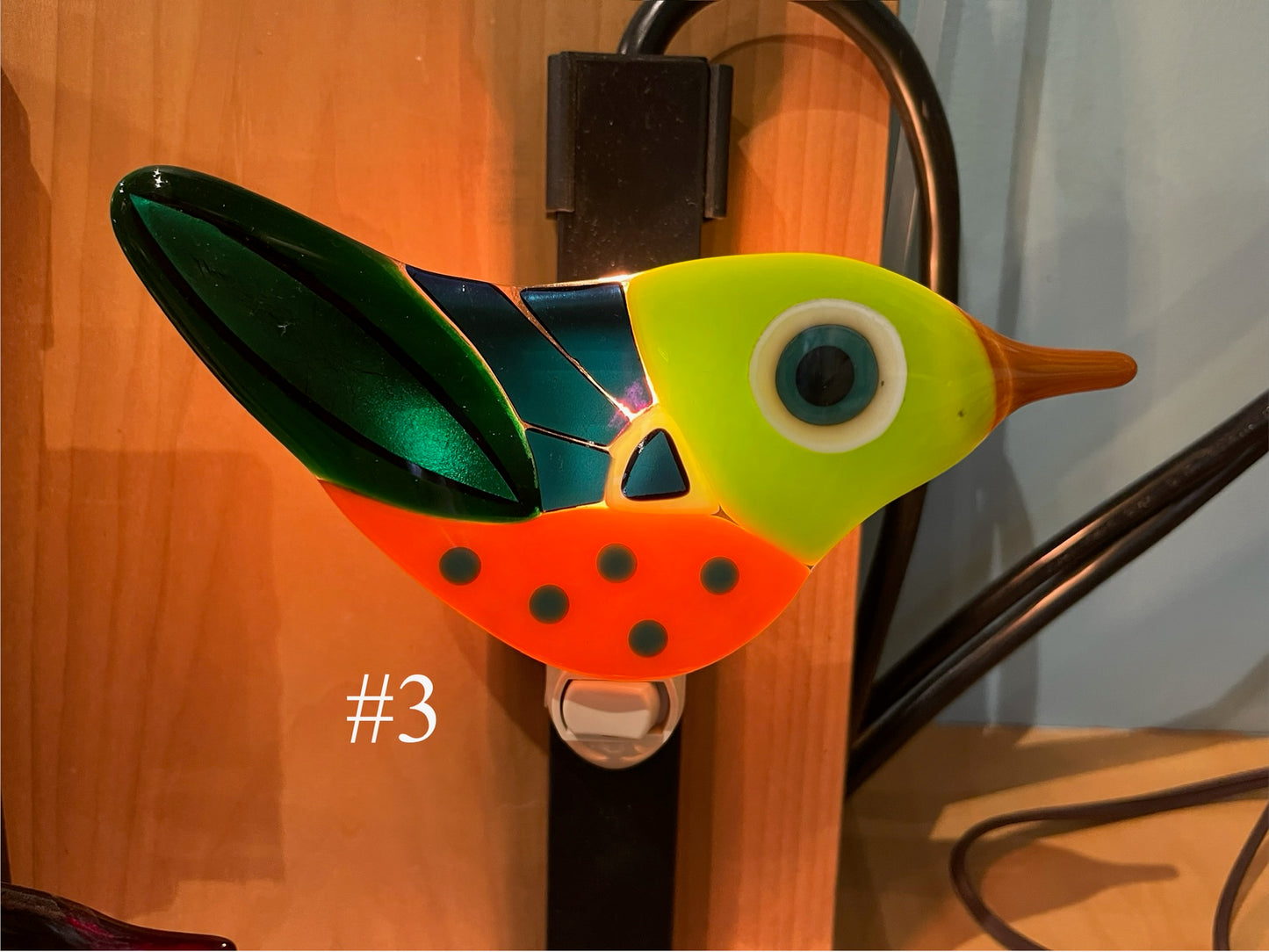 Fused Glass Bird Nightlight by Susan Smith