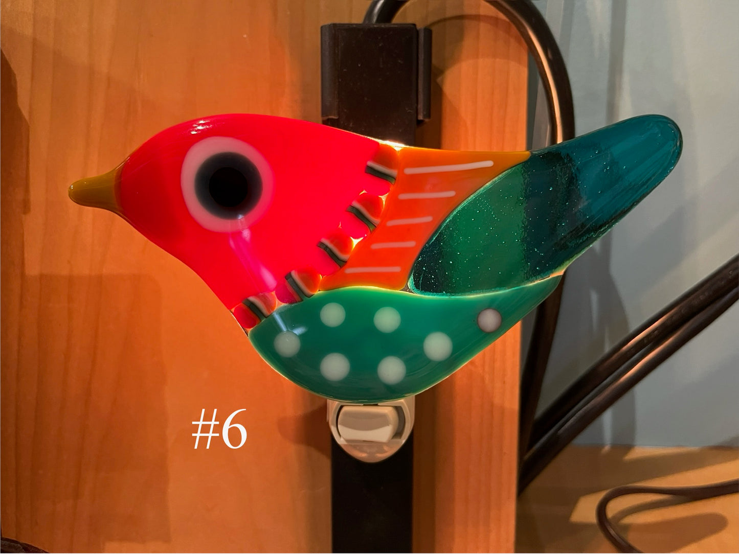 Fused Glass Bird Nightlight by Susan Smith