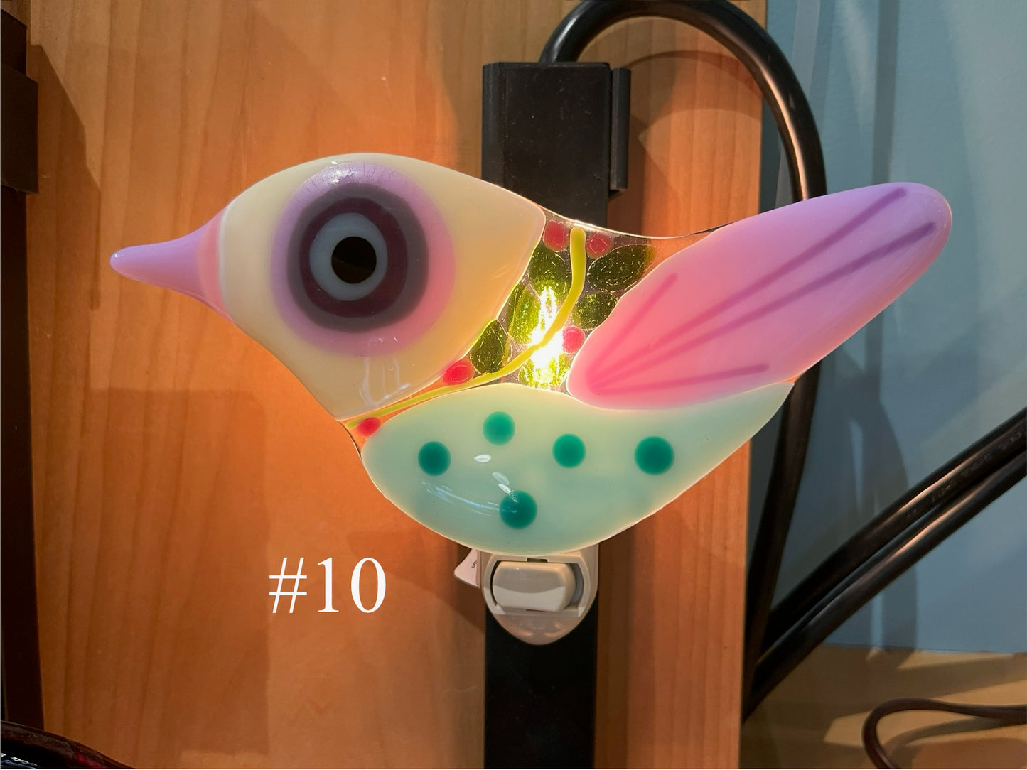 Fused Glass Bird Nightlight by Susan Smith