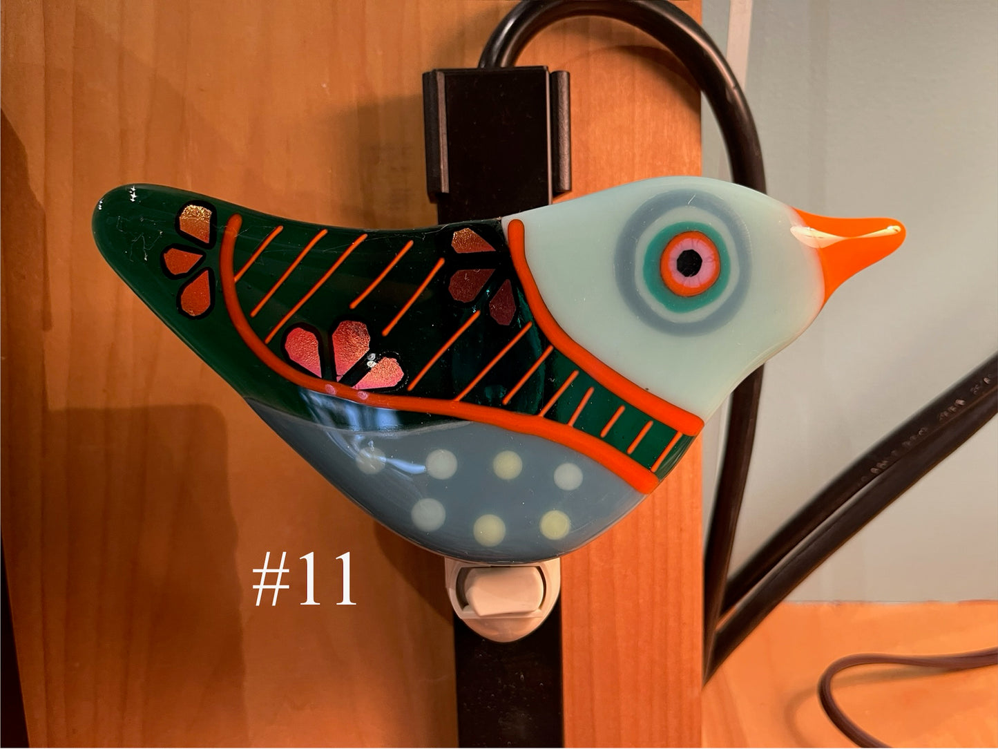 Fused Glass Bird Nightlight by Susan Smith