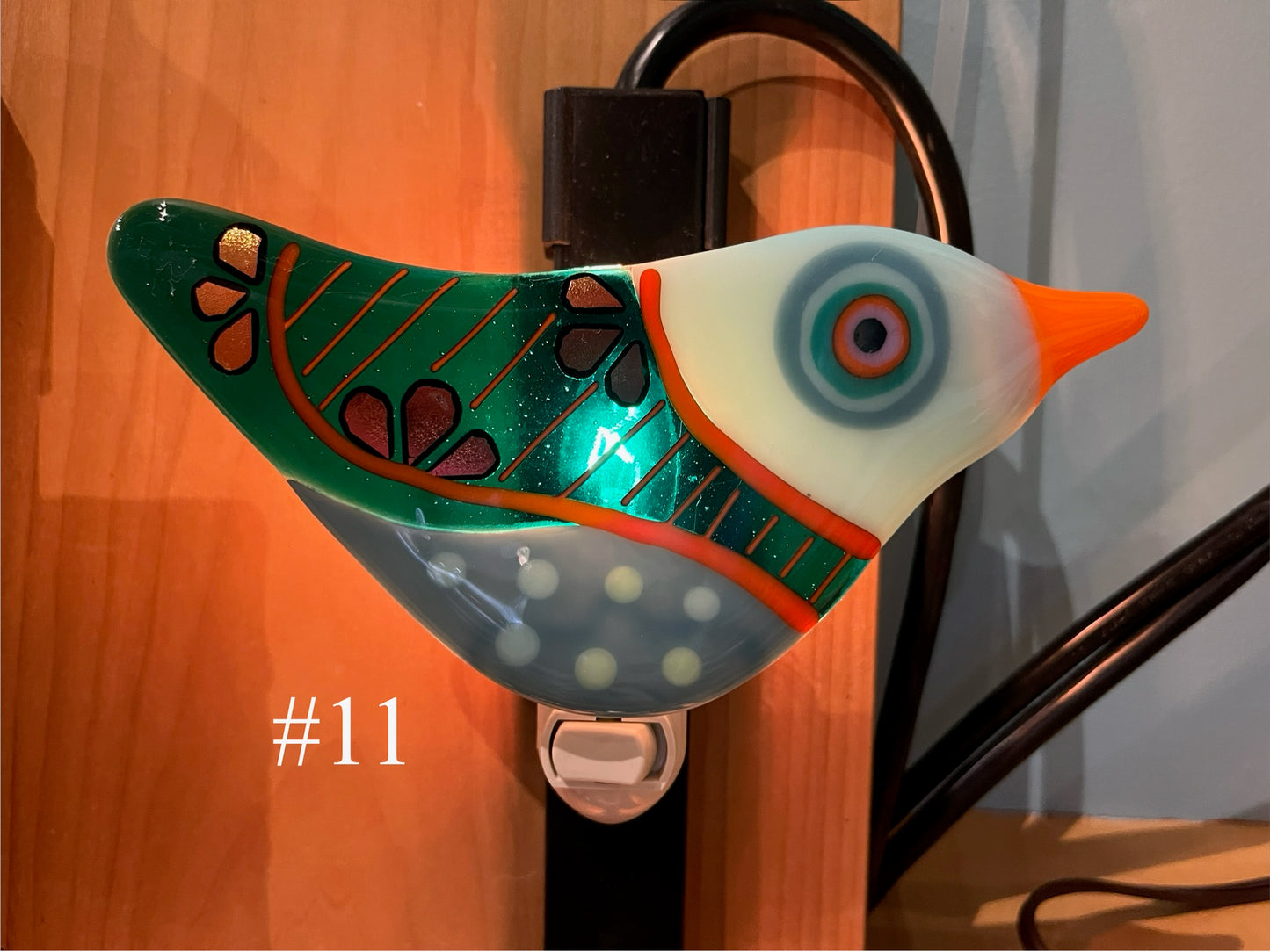 Fused Glass Bird Nightlight by Susan Smith