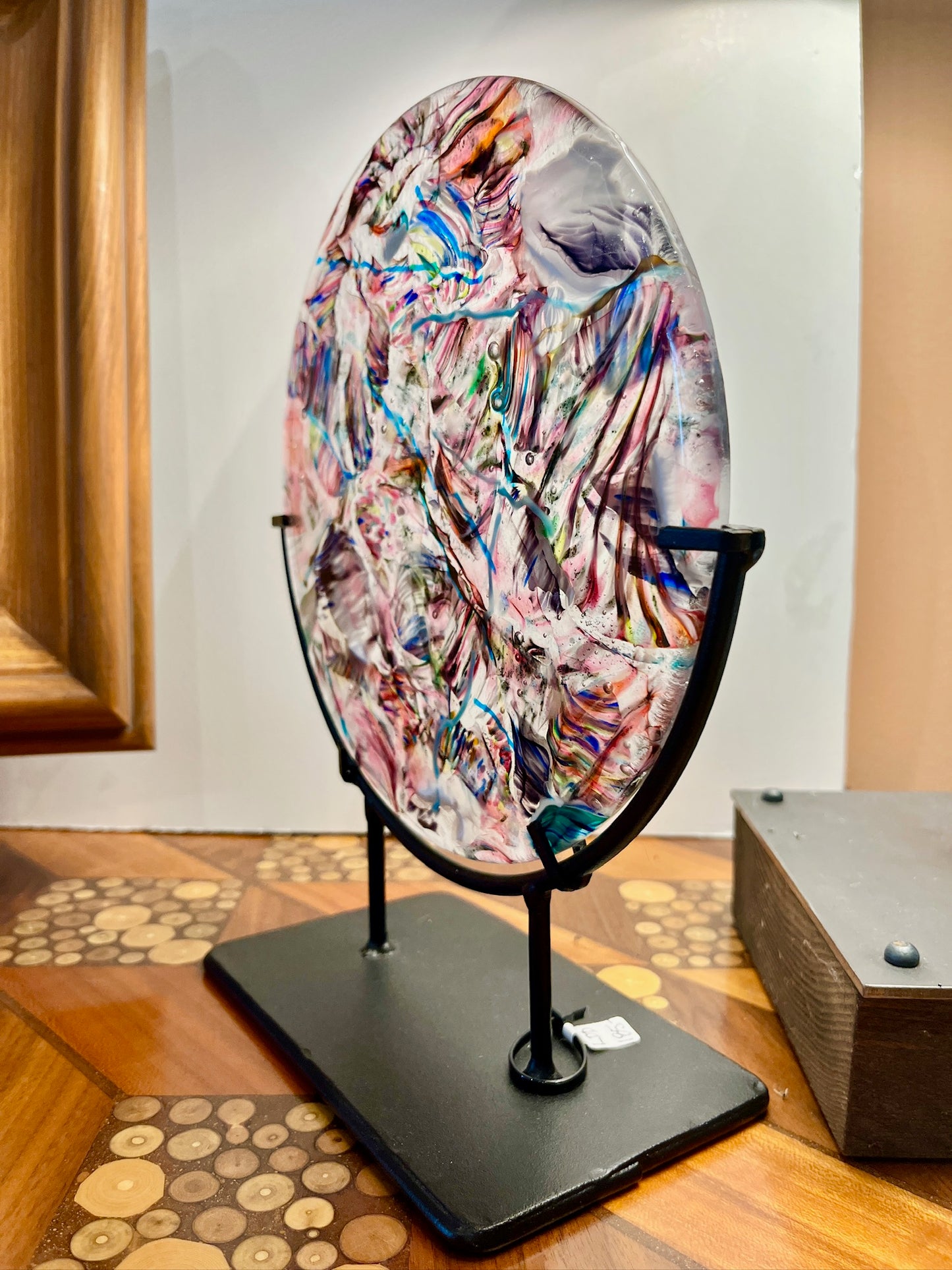 Cast Glass Disk with Stand by Lynn Dinning LDD