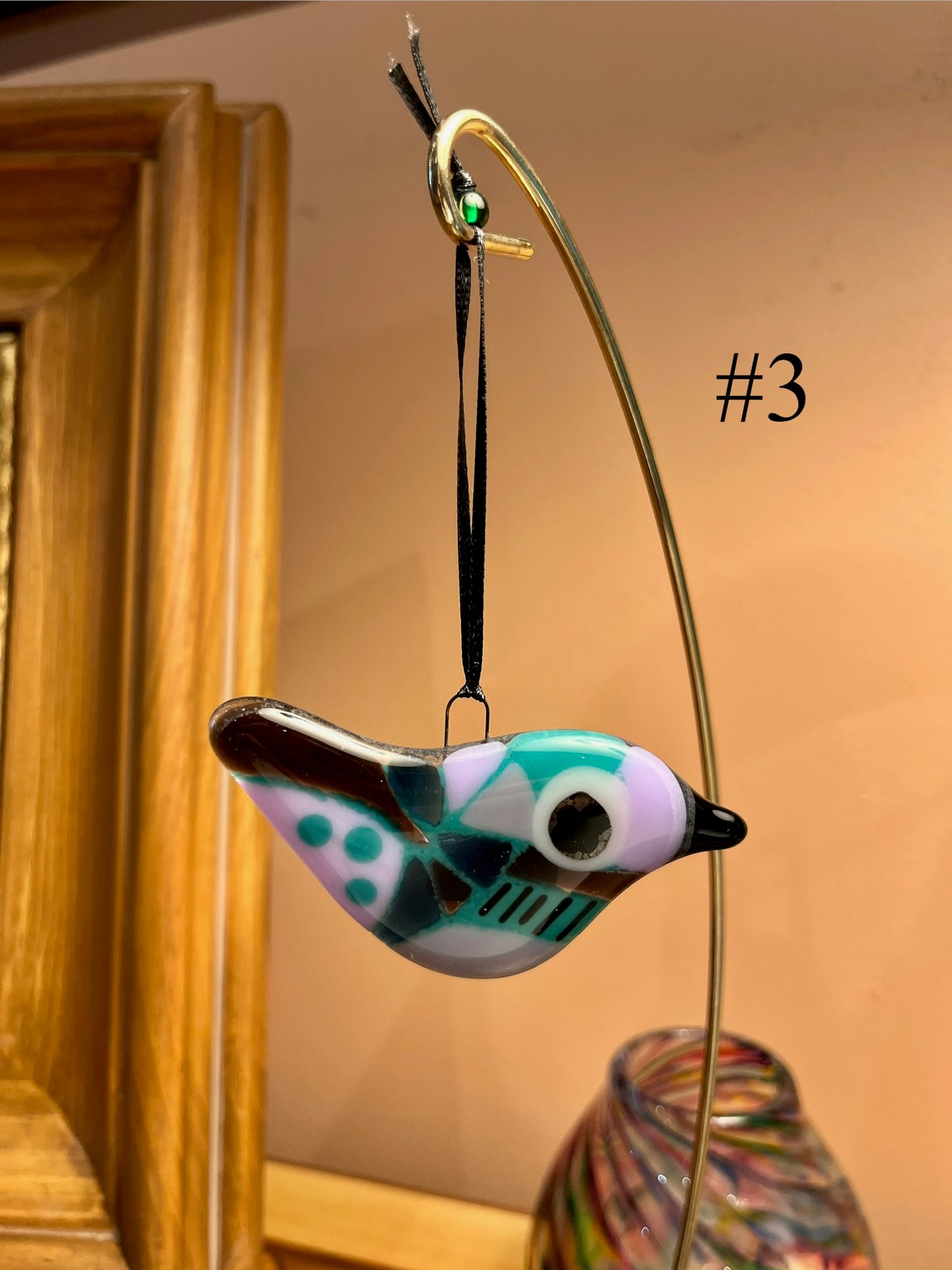 Fused Glass Bird Ornament by Susan Smith