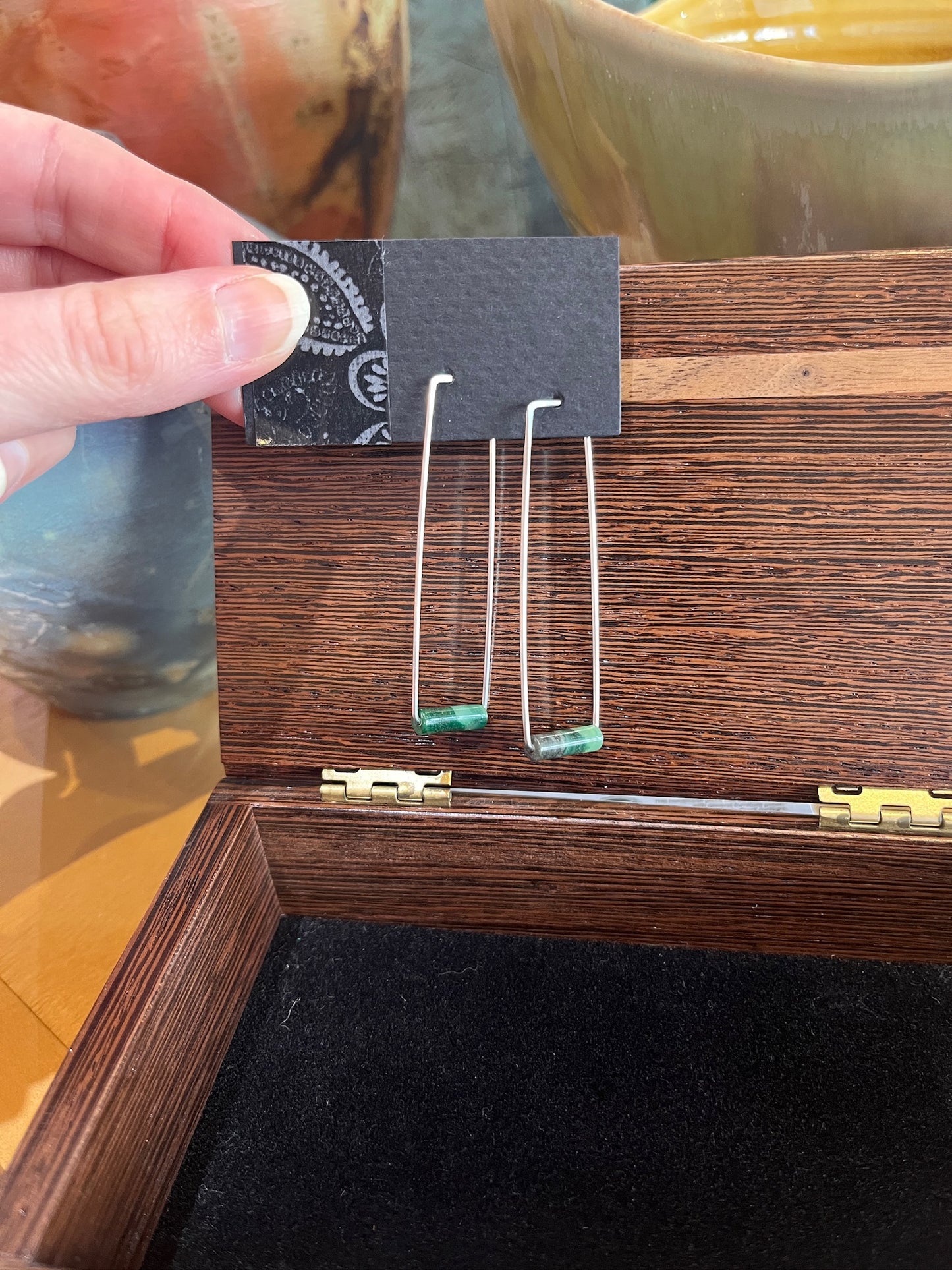 GS489 Gemstone Rectangle Hoops by Linda Trent