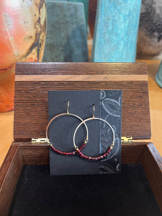 GS505 Garnet Loop Earrings by Linda Trent