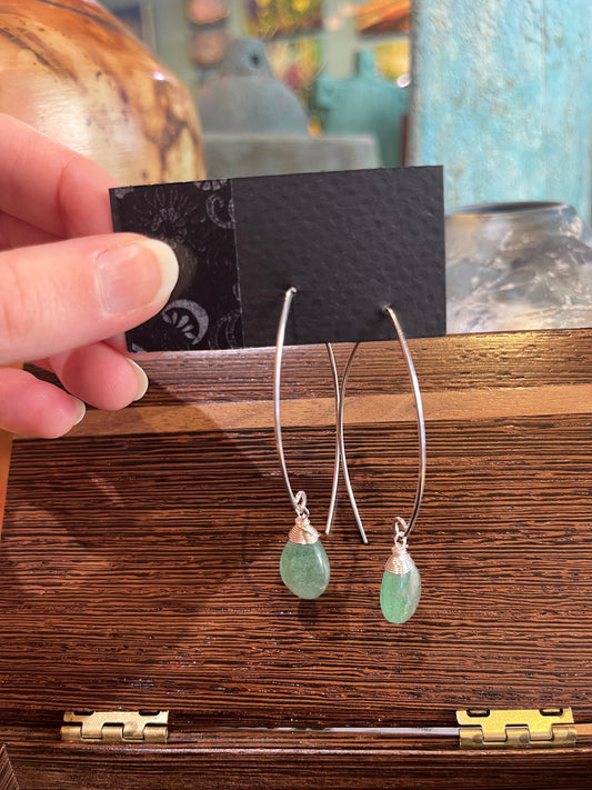GS519 Aventurine Curving Earrings by Linda Trent