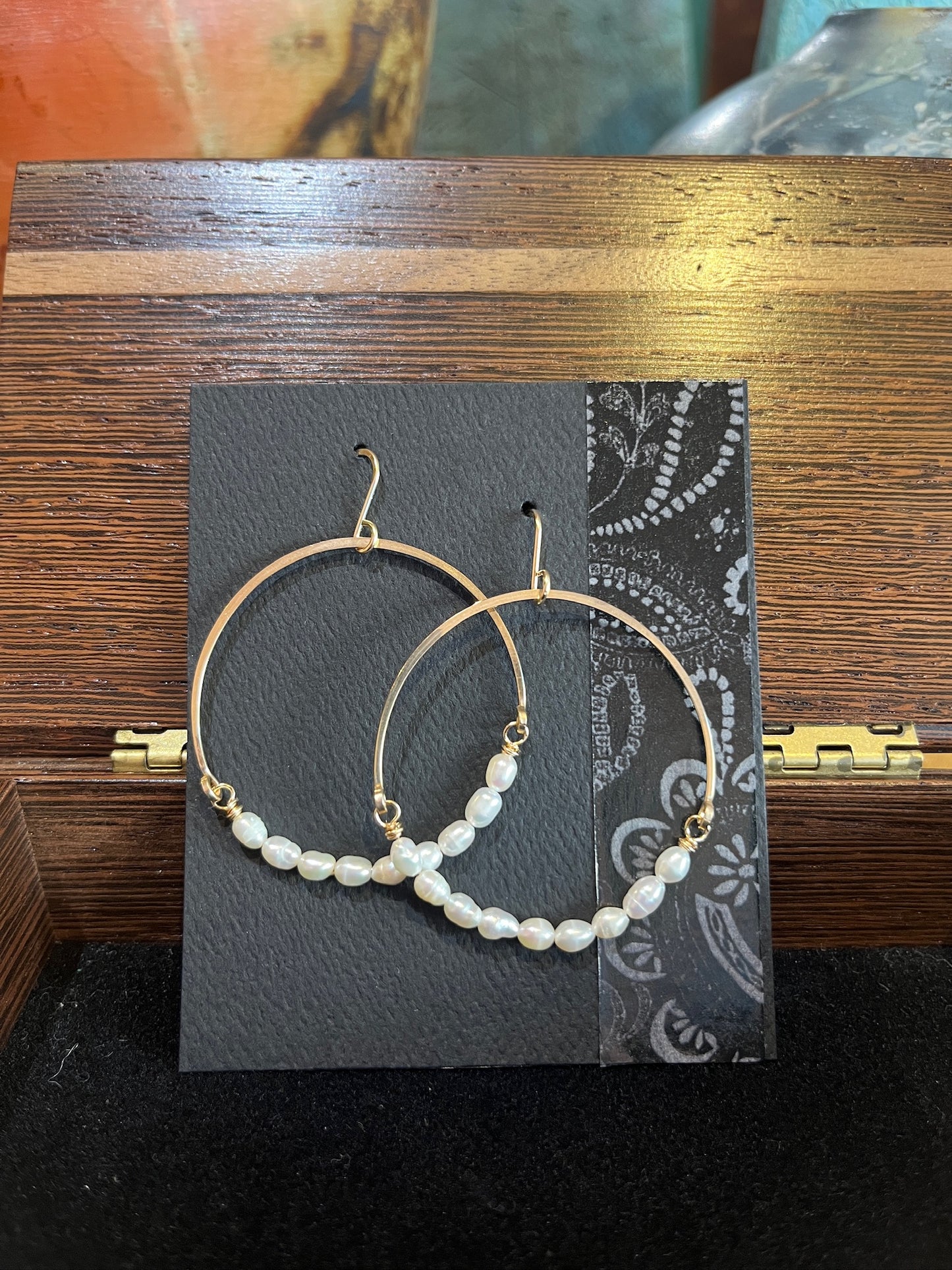 GS307 Pearl Loop Earrings by Linda Trent