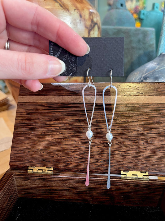 GS606 Long Pearl Frond Earrings by Linda Trent
