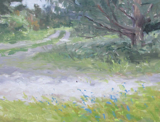 Late Afternoon-My Driveway, Blue Cornflowers by Margie Guyot