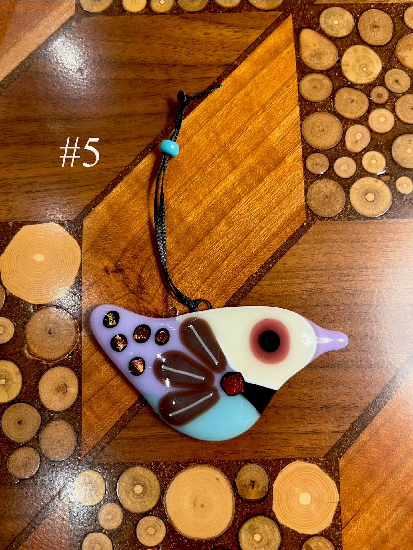 Fused Glass Bird Ornament by Susan Smith