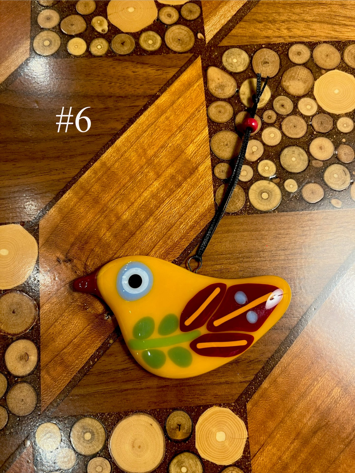 Fused Glass Bird Ornament by Susan Smith