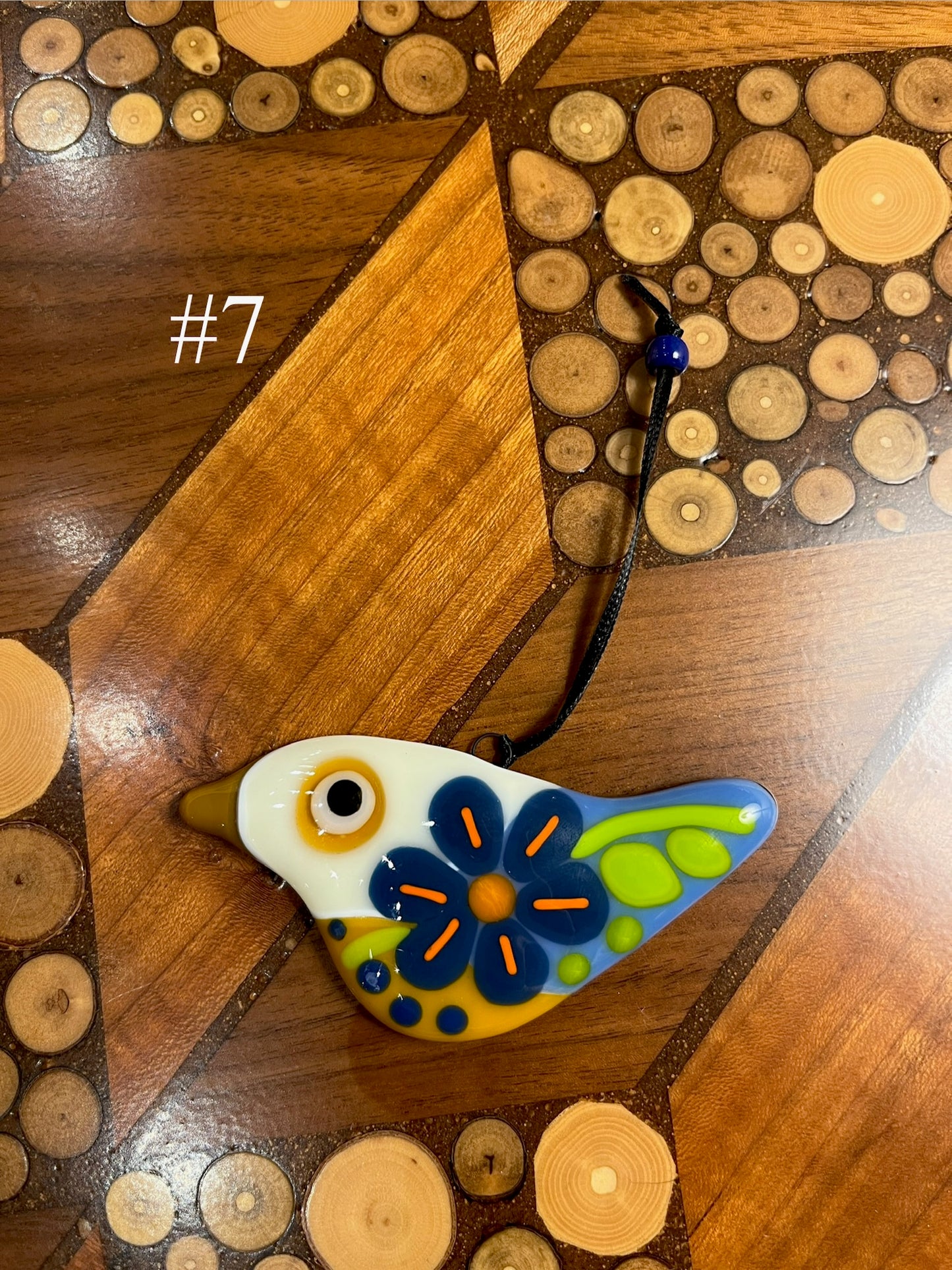 Fused Glass Bird Ornament by Susan Smith