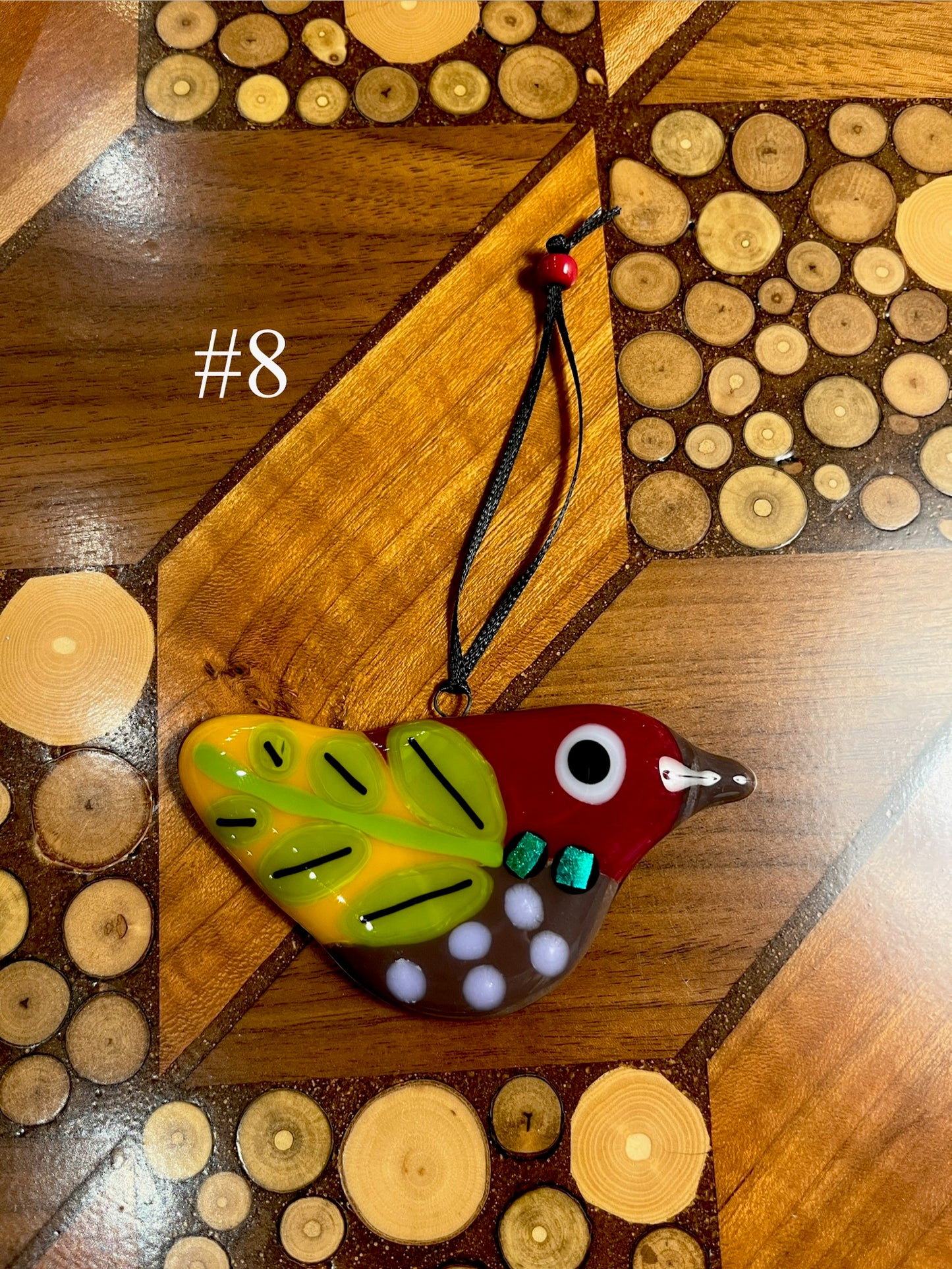 Fused Glass Bird Ornament by Susan Smith