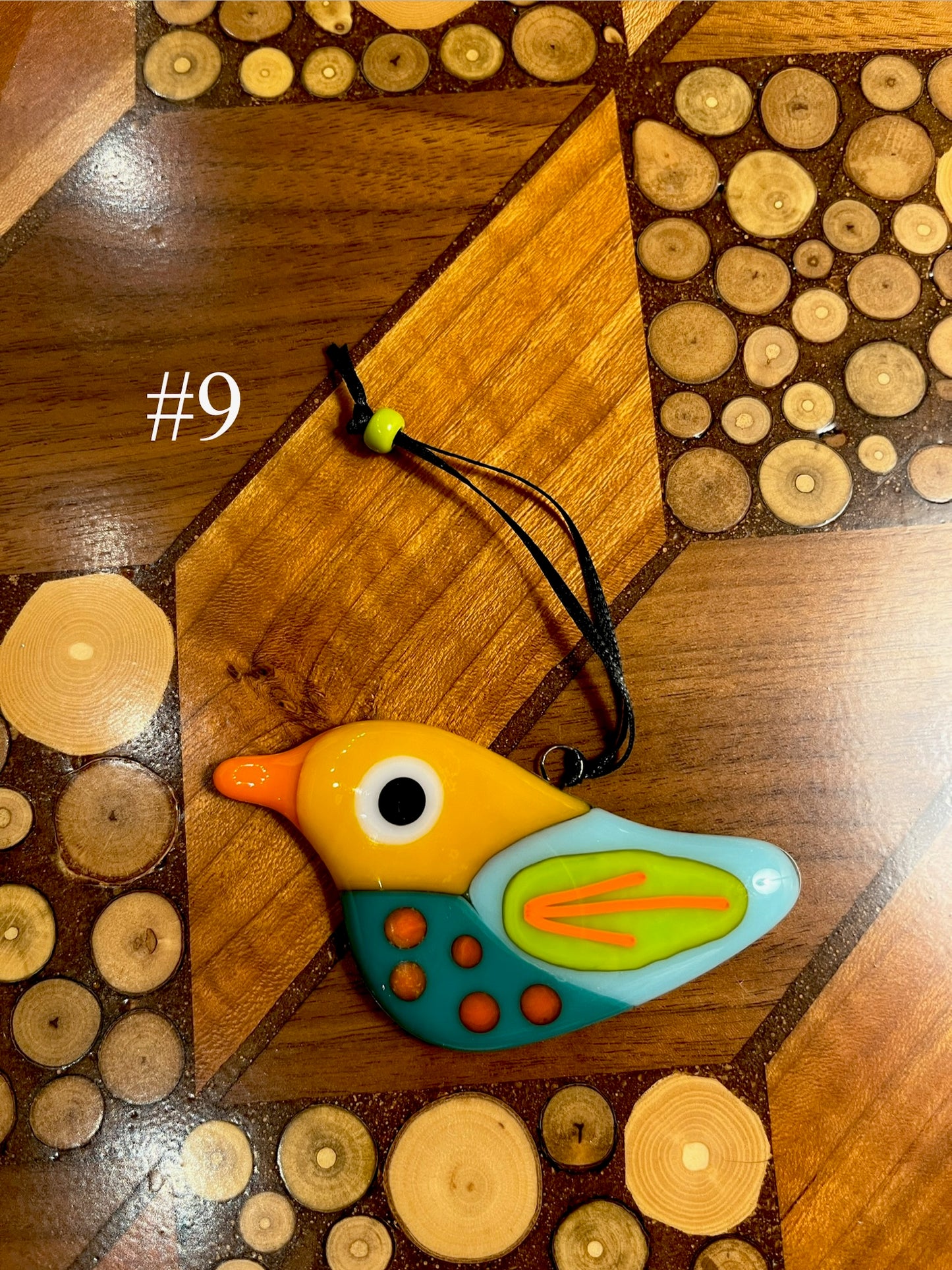 Fused Glass Bird Ornament by Susan Smith