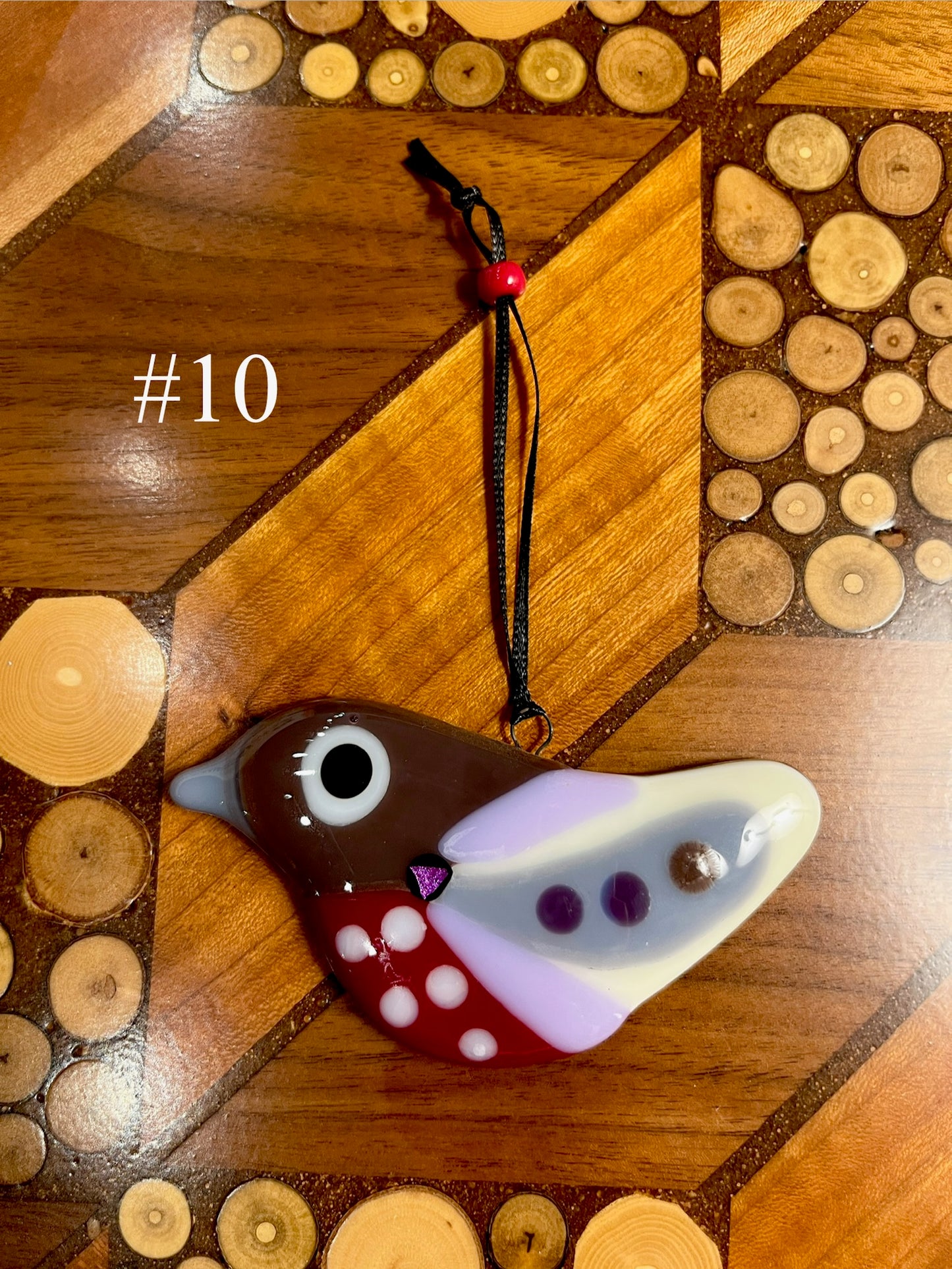 Fused Glass Bird Ornament by Susan Smith