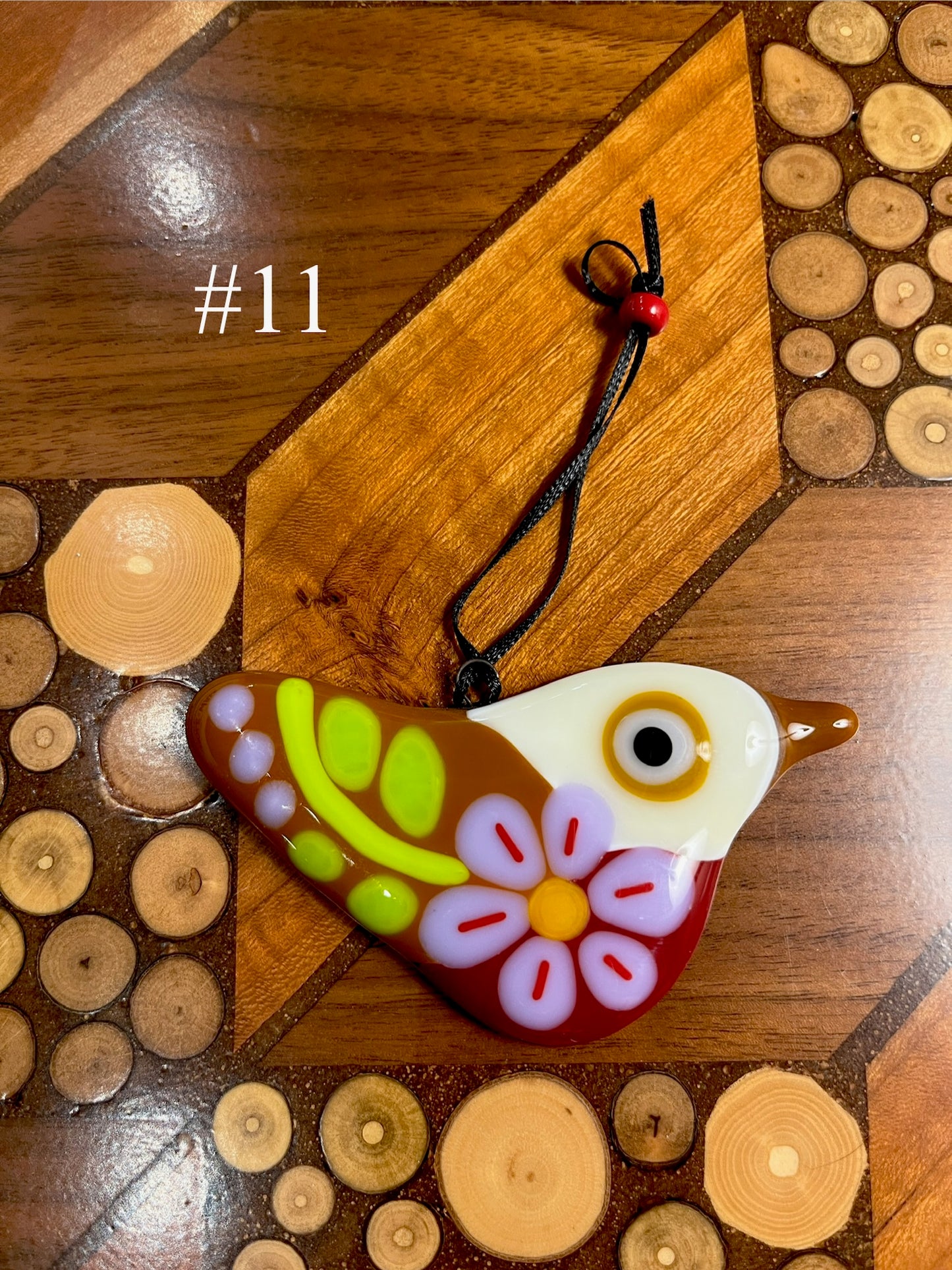 Fused Glass Bird Ornament by Susan Smith