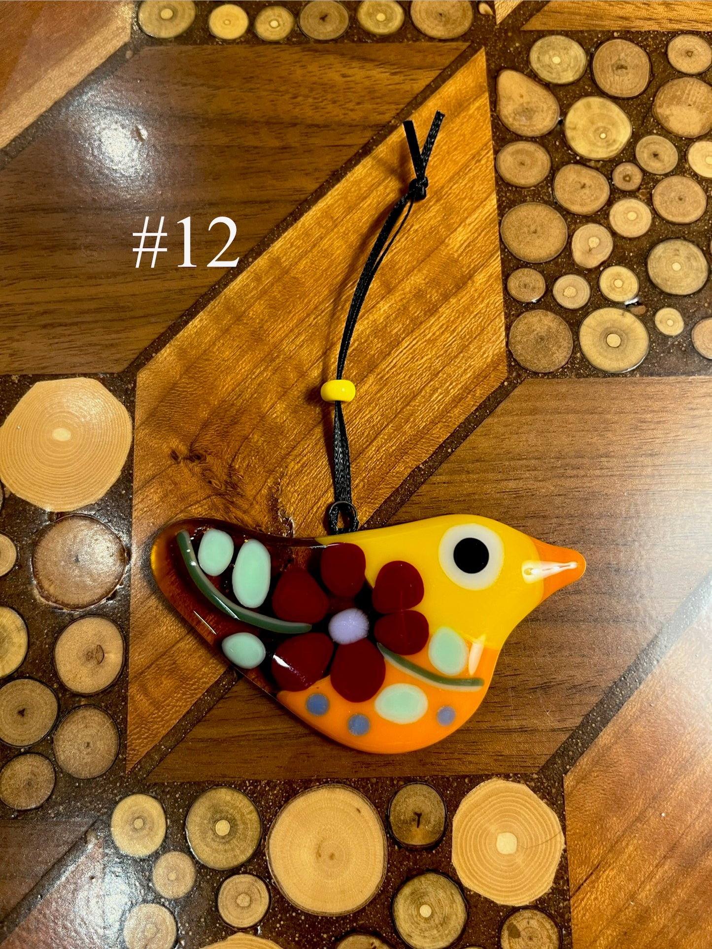 Fused Glass Bird Ornament by Susan Smith