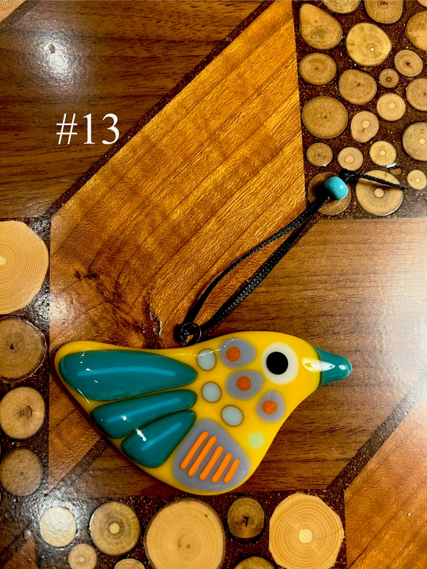 Fused Glass Bird Ornament by Susan Smith