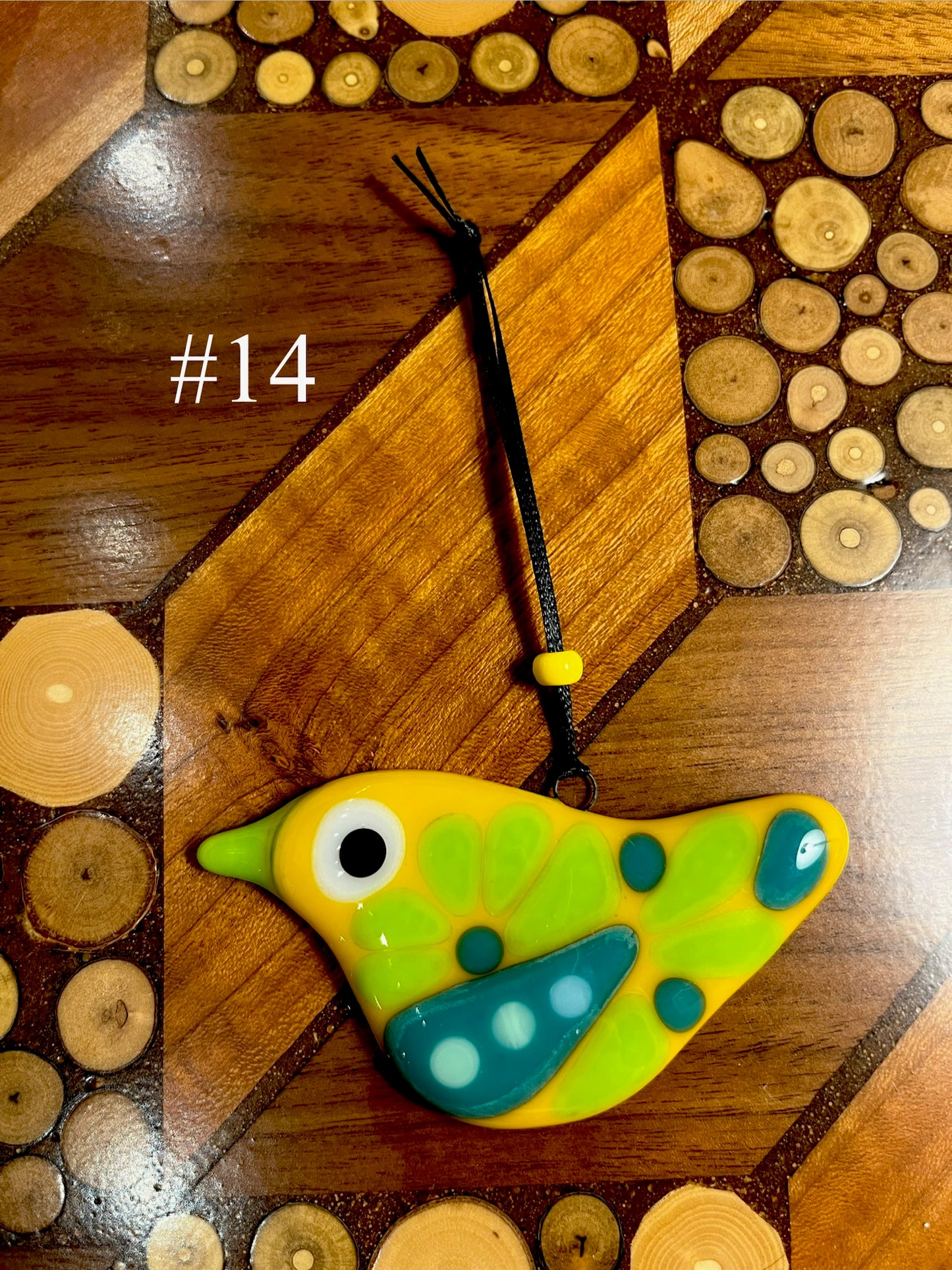 Fused Glass Bird Ornament by Susan Smith