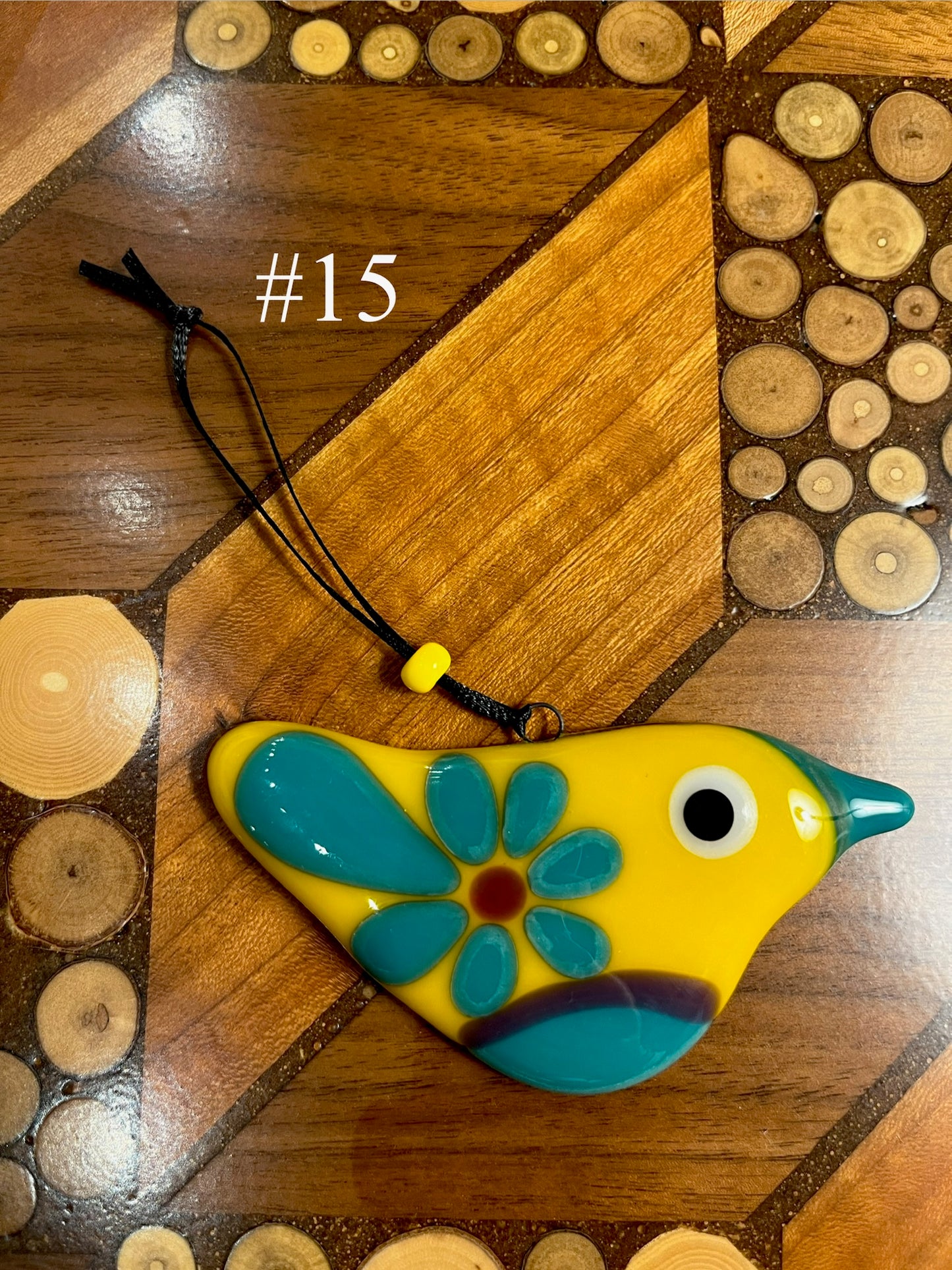 Fused Glass Bird Ornament by Susan Smith