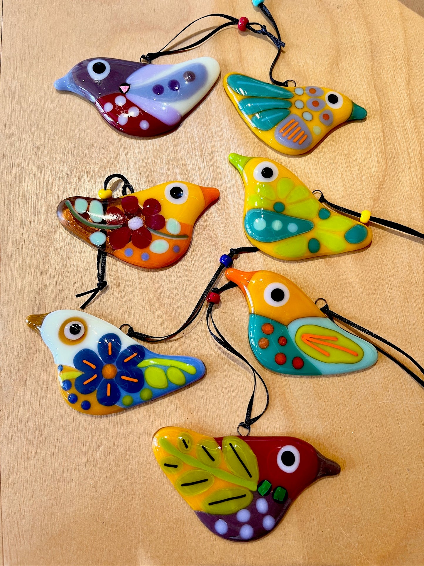 Fused Glass Bird Ornament by Susan Smith