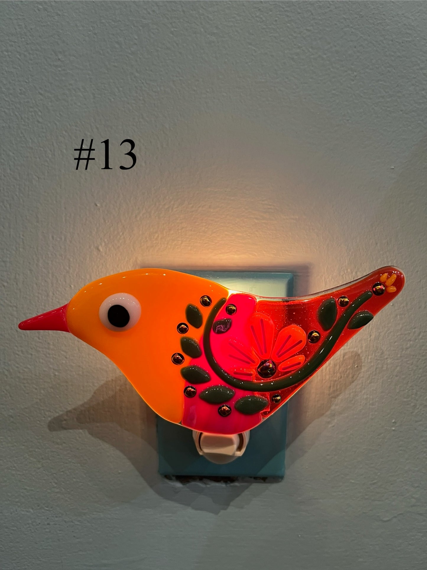 Fused Glass Bird Nightlight by Susan Smith