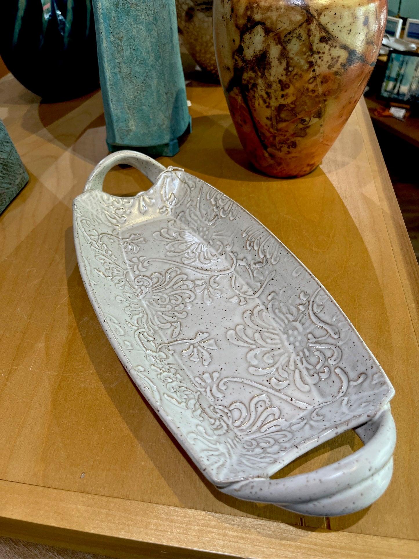 Curved Chrysanthemum Tray by Addison Pottery